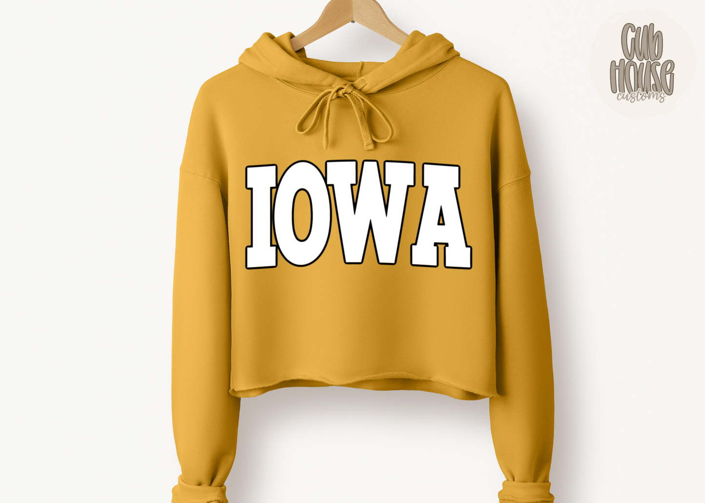 IOWA • WHITE WITH BLACK OUTLINE