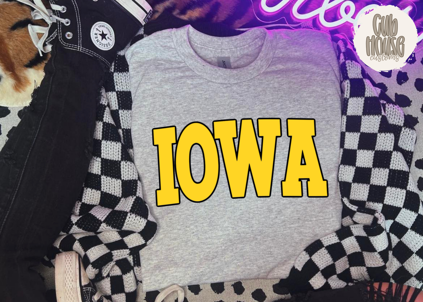 IOWA • GOLD WITH BLACK OUTLINE