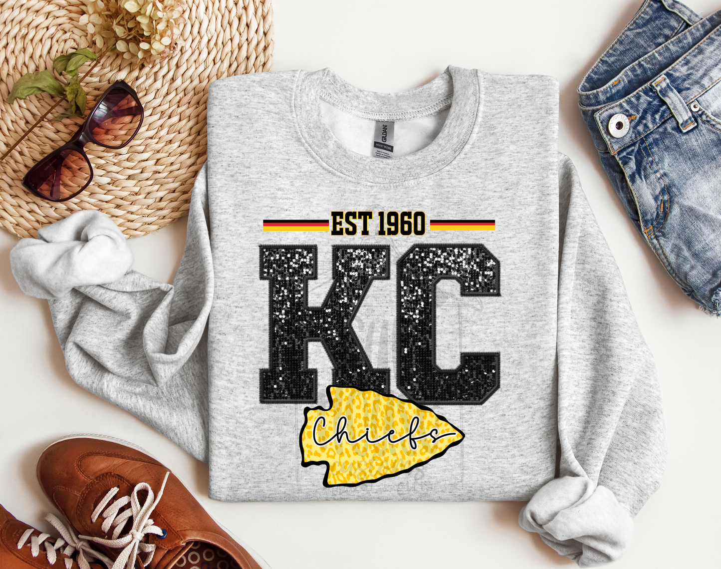 NFL & FOOTBALL • KANSAS CITY CHIEFS BLACK FAUX SEQUINS