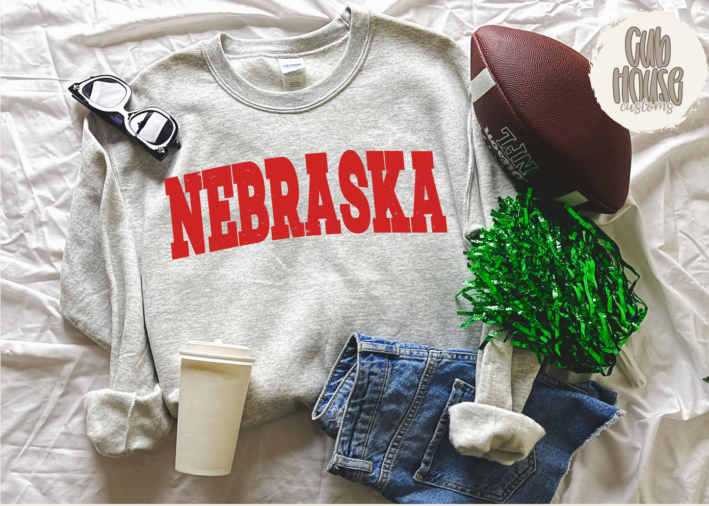 NEBRASKA • DISTRESSED RED TEXT