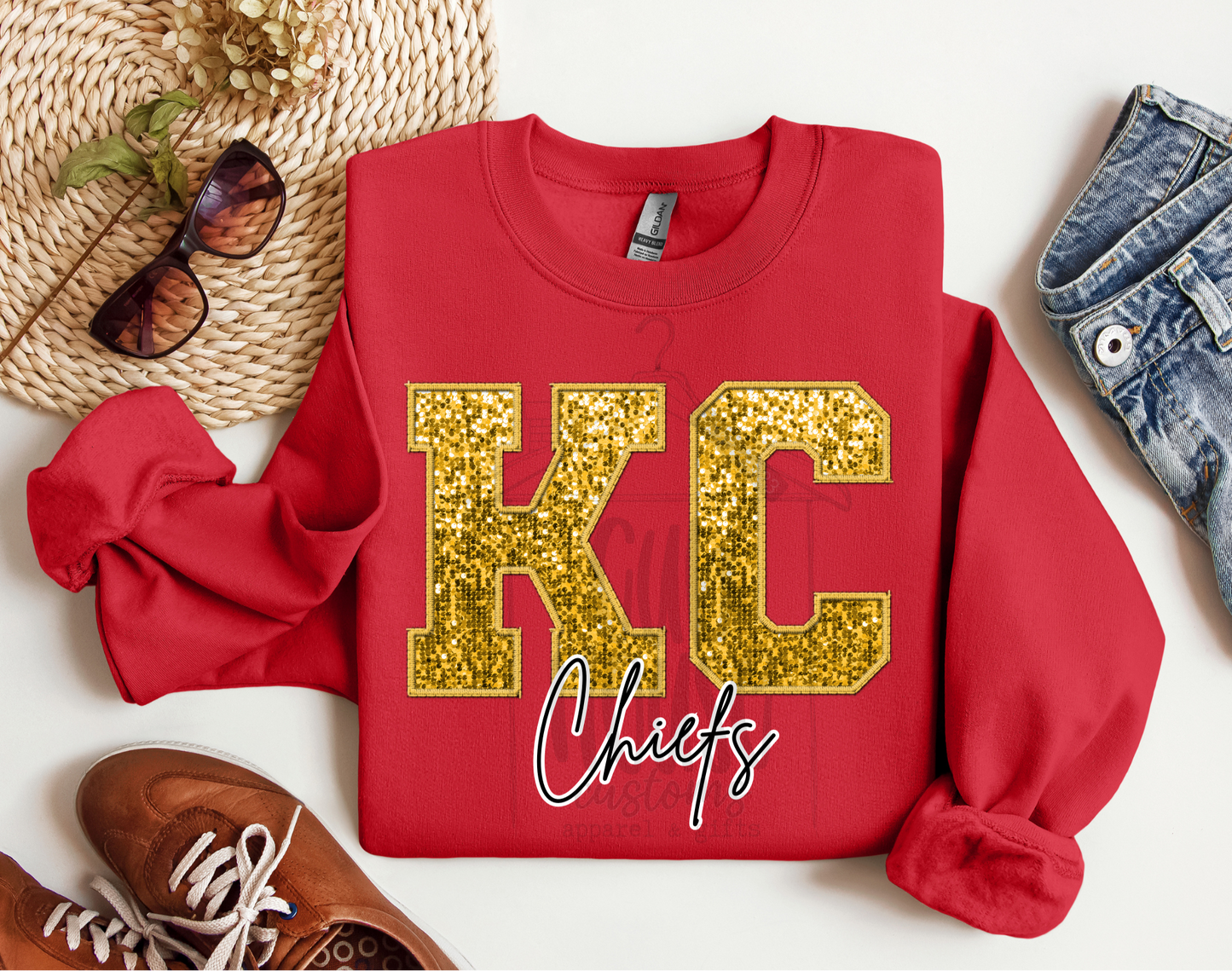 NFL & FOOTBALL • KANSAS CITY CHIEFS GOLD FAUX SEQUINS
