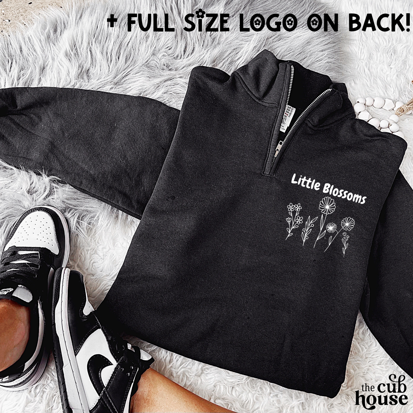 Little Blossoms • White Pocket Size & Full Back Logo