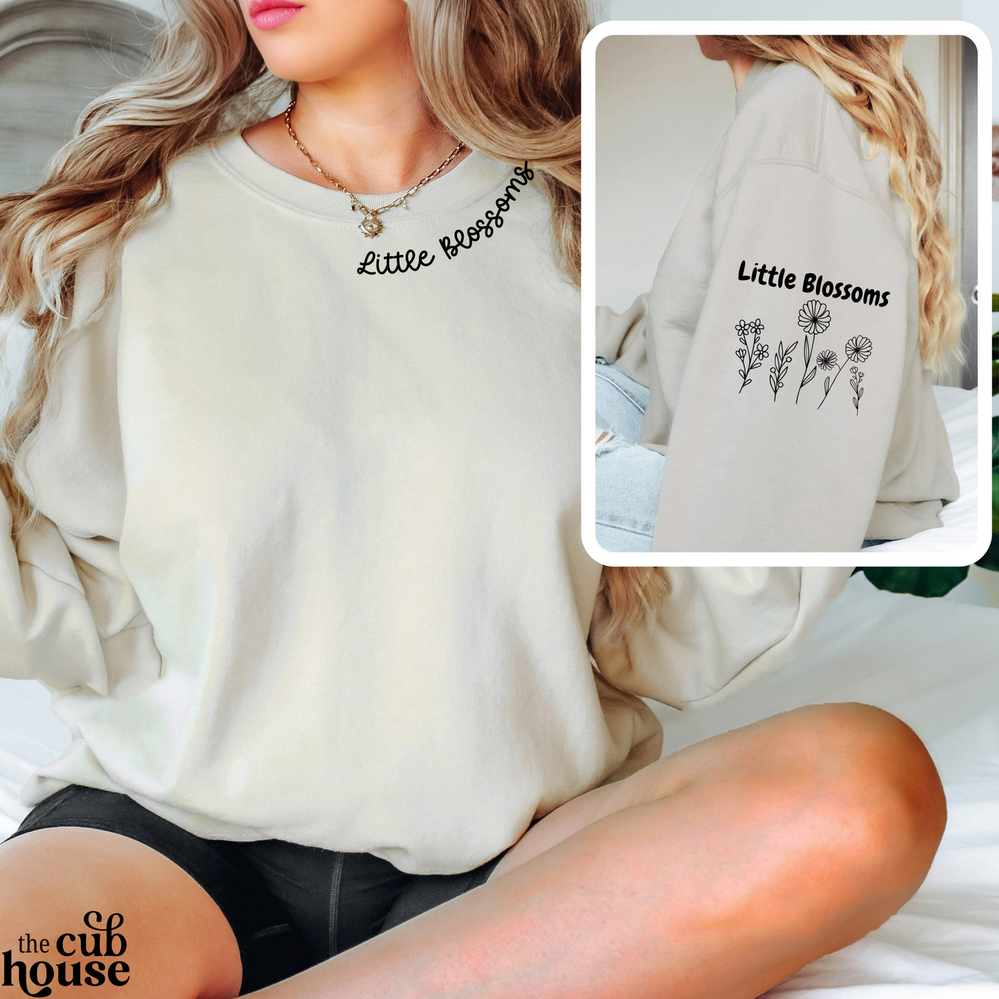 Little Blossoms • Black Neckline & Sleeve Logo