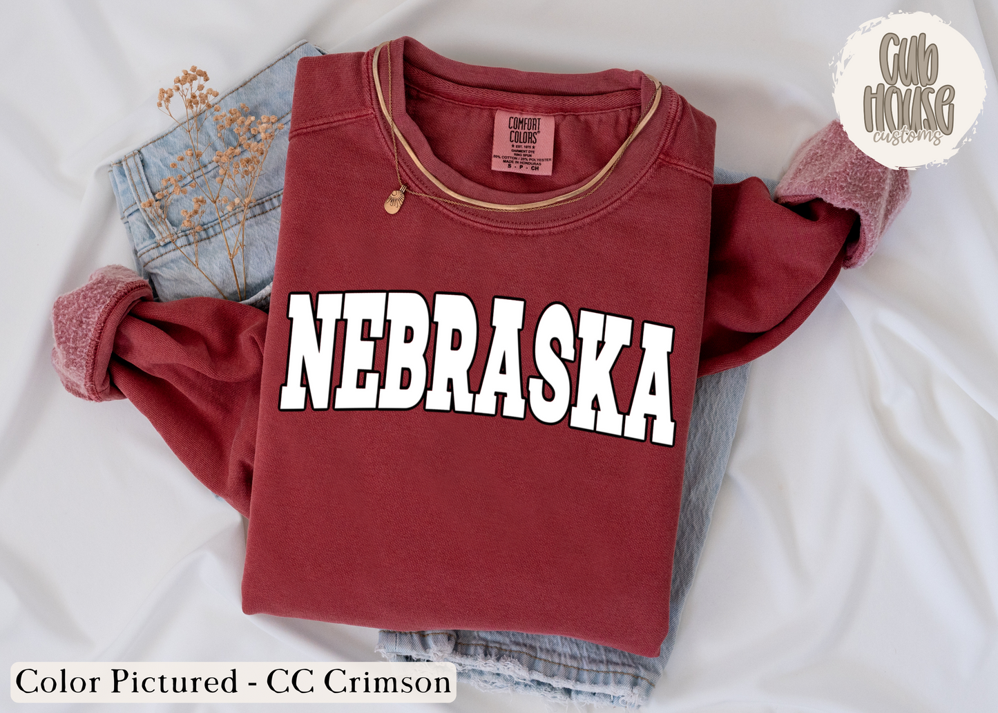 NEBRASKA • WHITE WITH BLACK OUTLINE