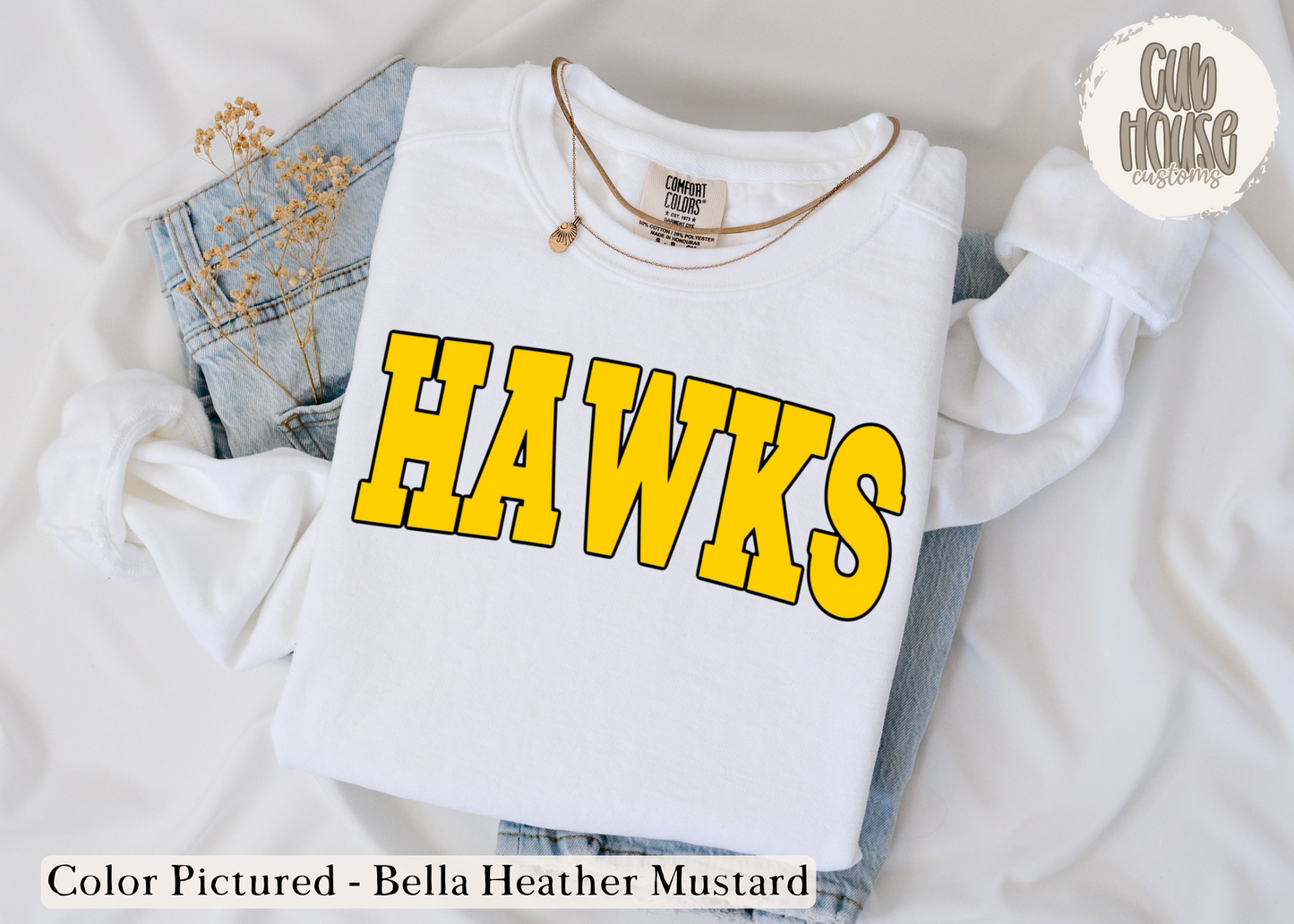 IOWA HAWKS - GOLD W/ BLACK OUTLINE