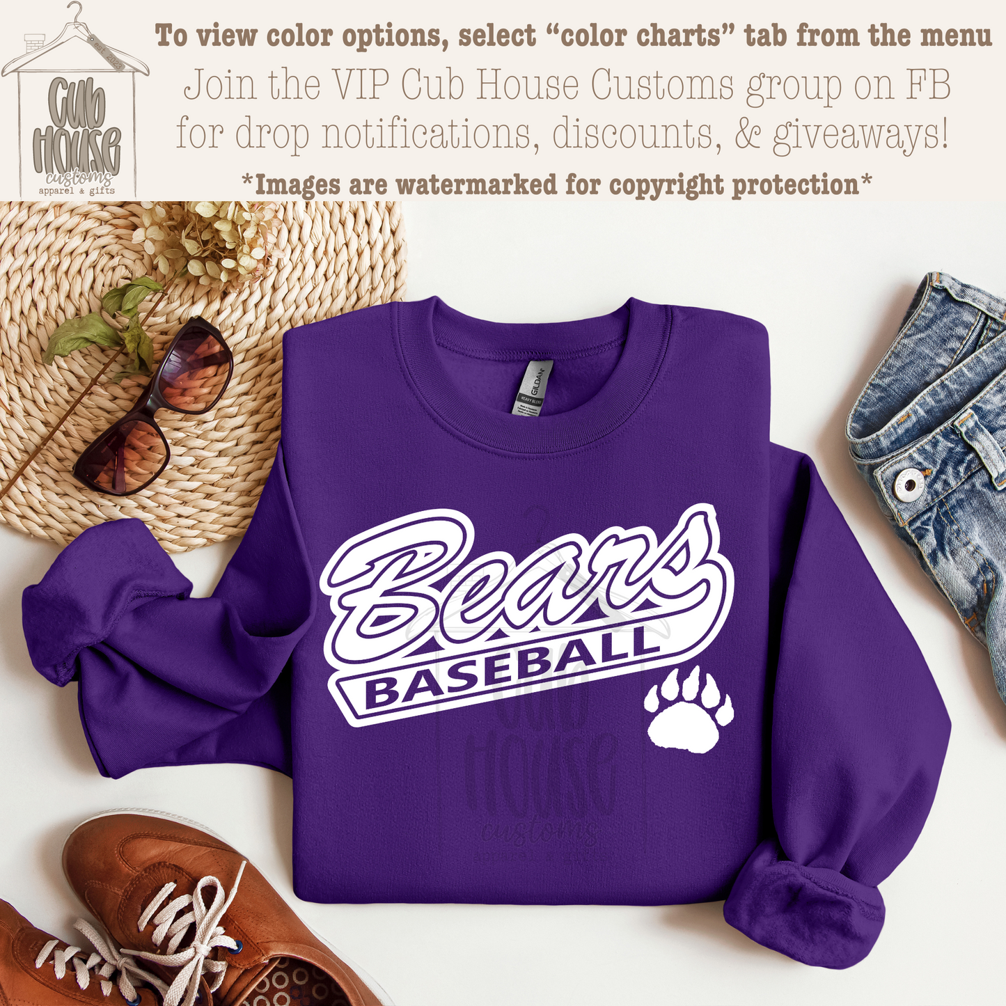 BLAIR BEARS - BASEBALL STYLE WHITE