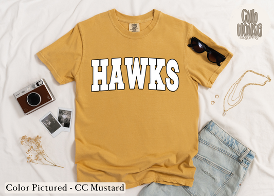 IOWA HAWKS - WHITE W/ BLACK OUTLINE