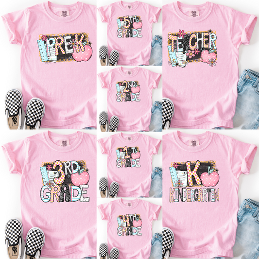 School • Pink Chalkboard Grade Levels