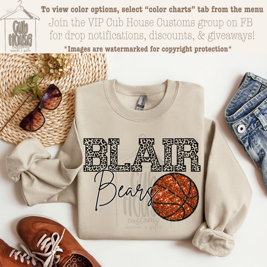 BLAIR BEARS - BASKETBALL BLACK FAUX SEQUIN