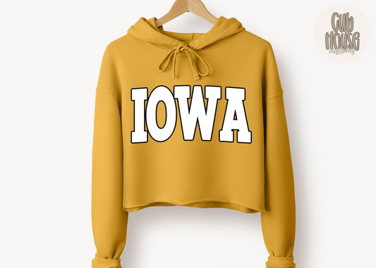 IOWA HAWKS - WHITE W/ BLACK OUTLINE