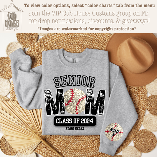 BLAIR BEARS - SENIOR BASEBALL BLACK TEXT (CUSTOMIZABLE)