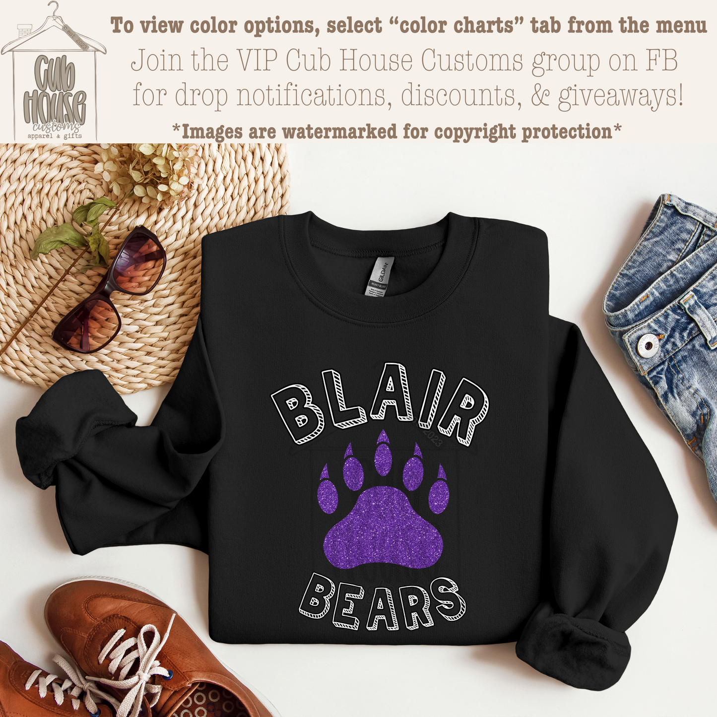 BLAIR BEARS - PURPLE GLITTER PAW