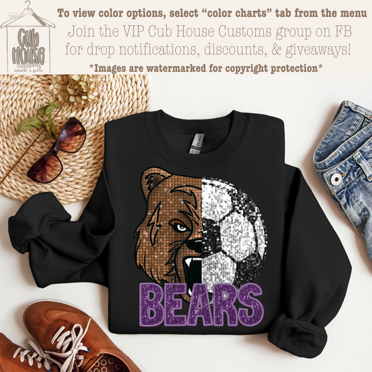 BLAIR BEARS - SOCCER SEQUIN BEAR PURPLE