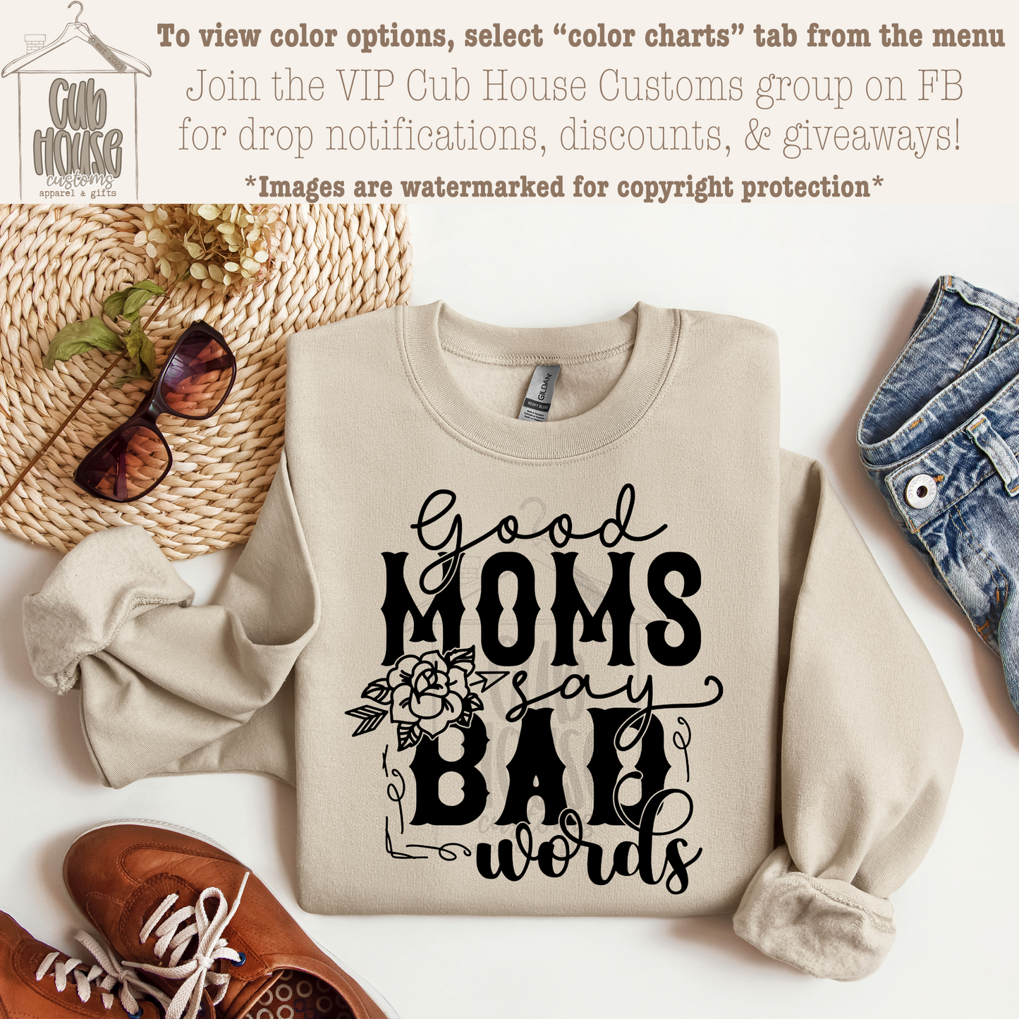 GOOD MOMS SAY BAD WORDS - BLACK TEXT