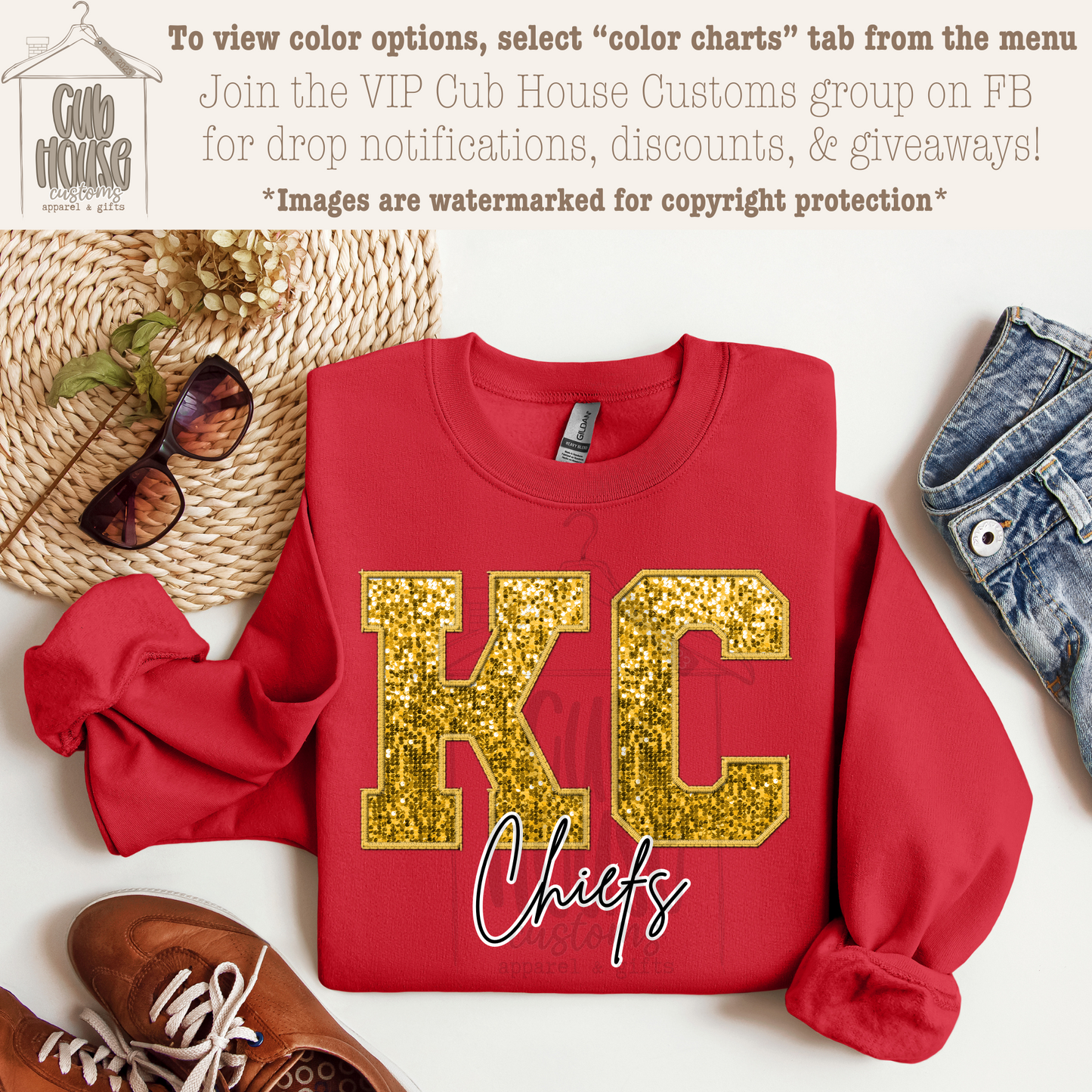 KC CHIEFS - GOLD FAUX SEQUINS