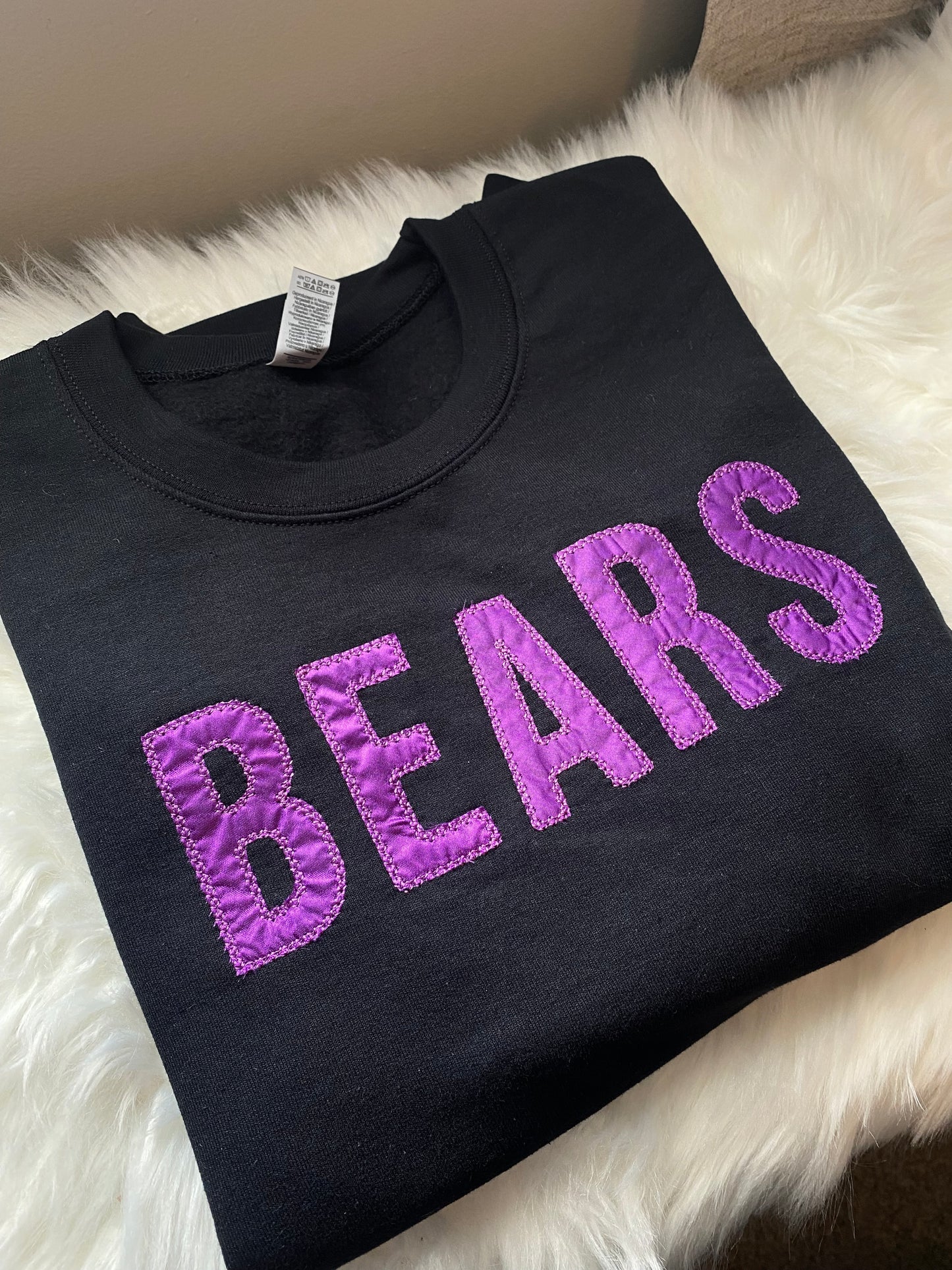 BLAIR BEARS - PURPLE SATIN EMBROIDERY CREWNECK