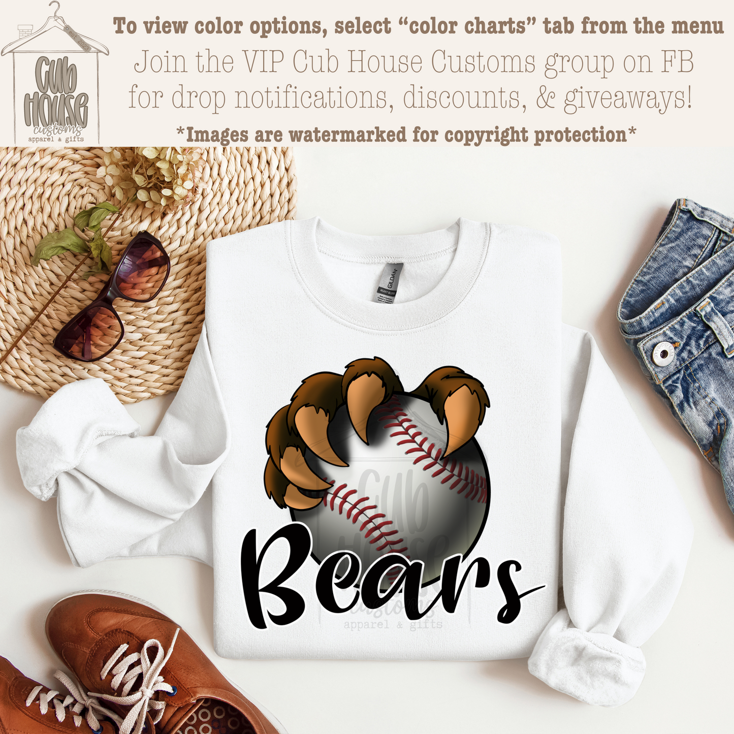 BLAIR BEARS - BASEBALL BEAR PAW