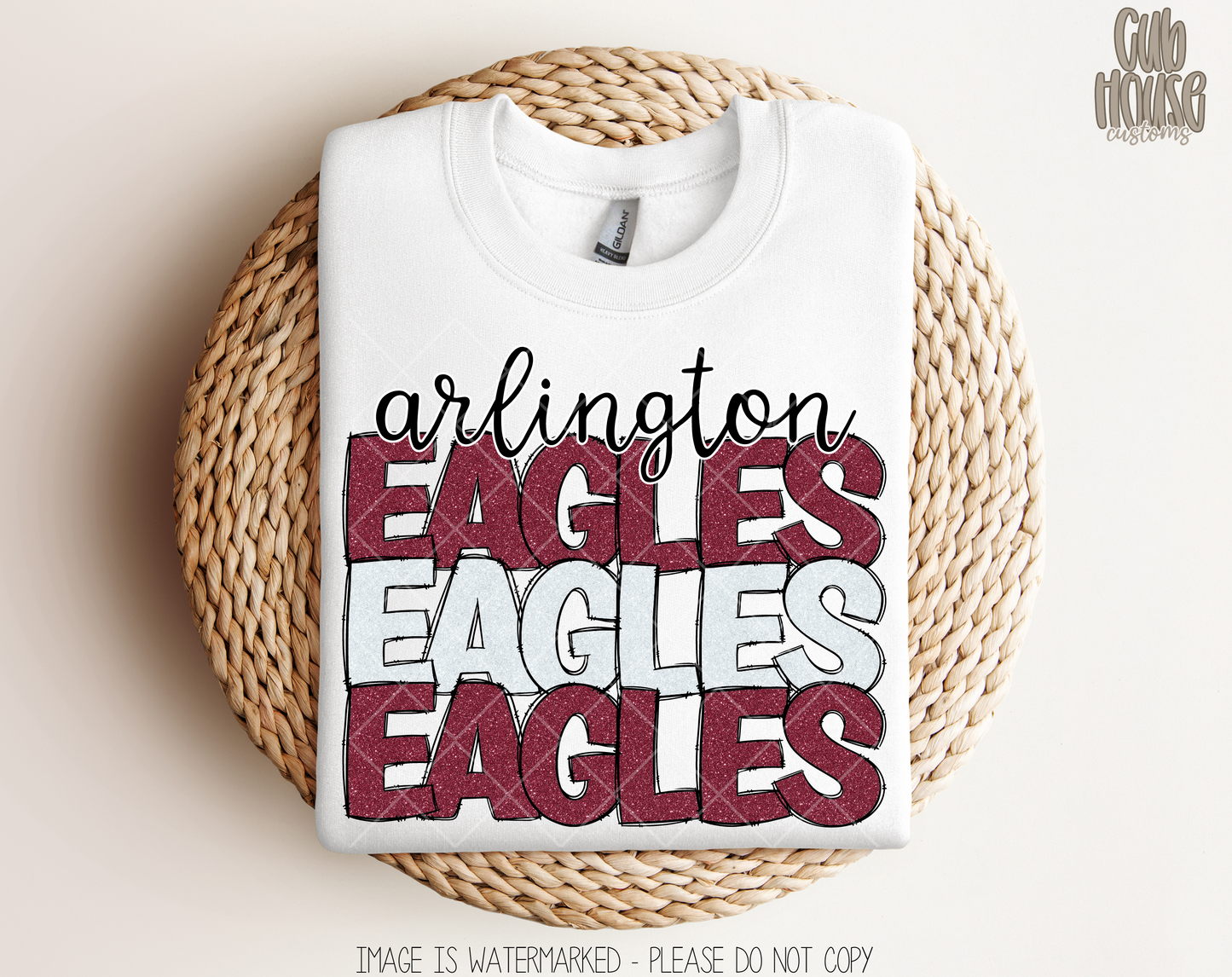 ARLINGTON EAGLES - STACKED FAUX GLITTER