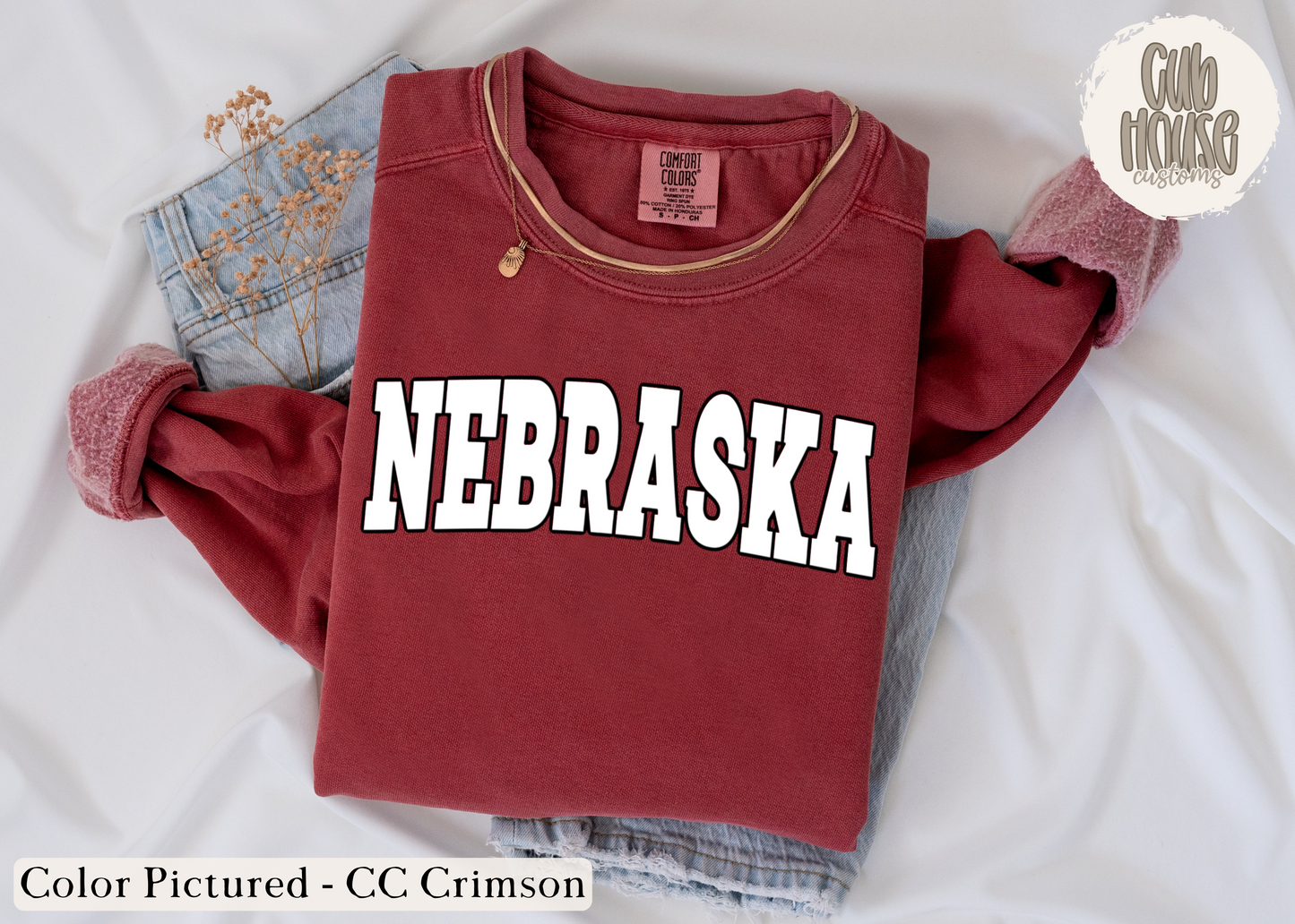 NEBRASKA - WHITE W/ BLACK OUTLINE