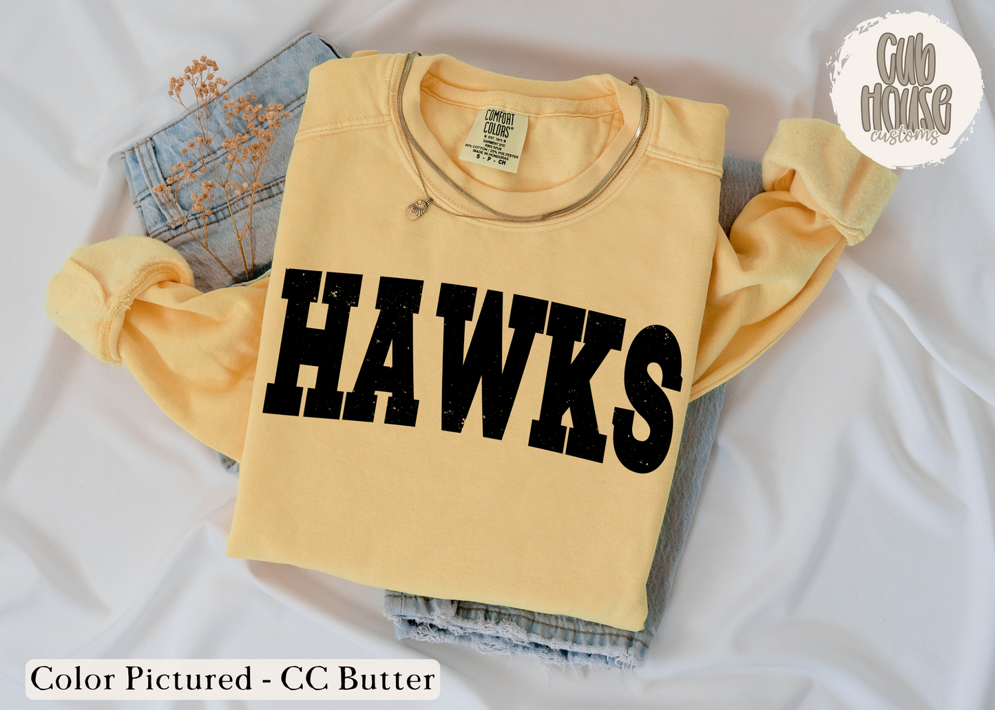 IOWA HAWKS - DISTRESSED BLACK