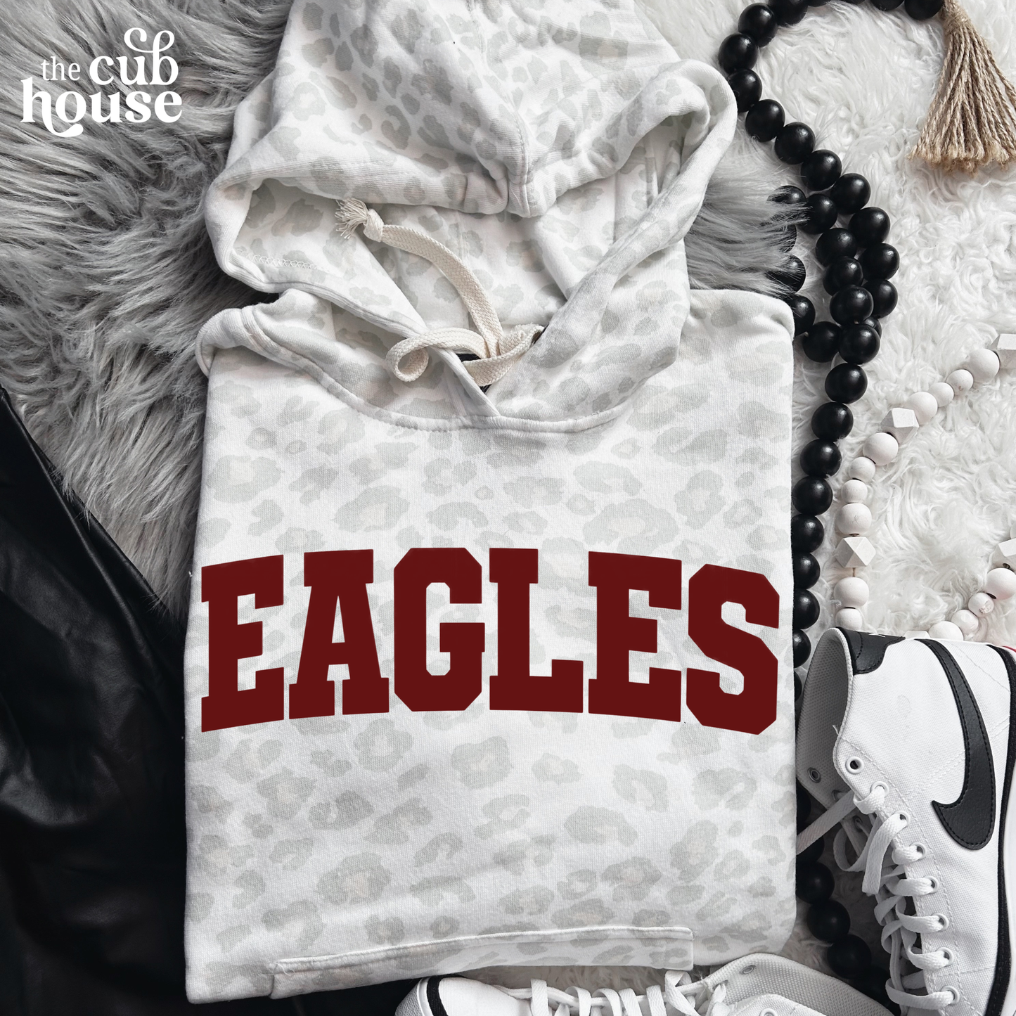 Arlington • Maroon Eagles White Leopard Hoody (0049)