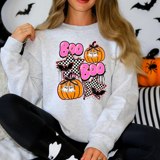Halloween & Fall • Trendy Checkered Boo Pumpkins