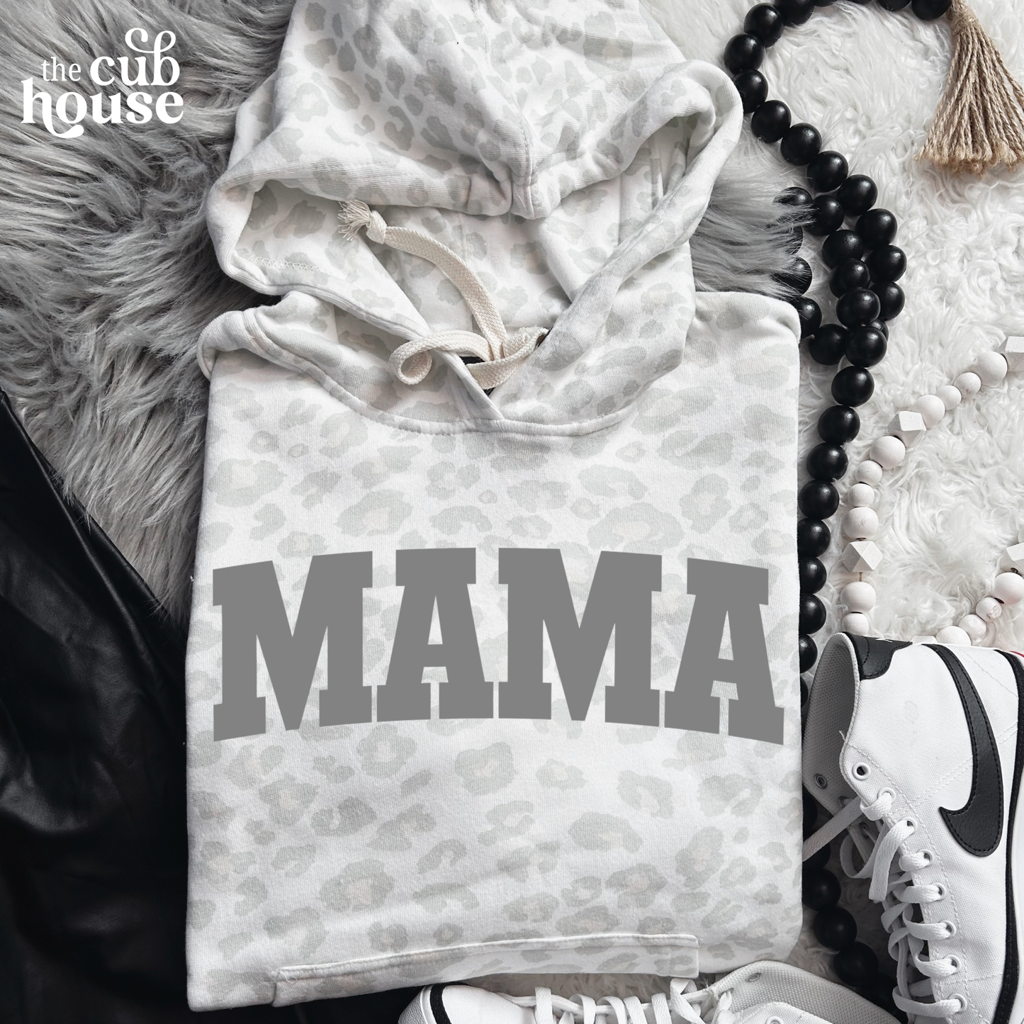 Mama • Gray White Leopard Hoody (0037)